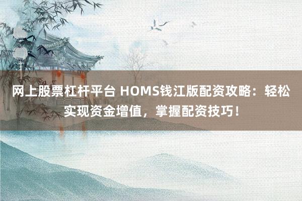 网上股票杠杆平台 HOMS钱江版配资攻略：轻松实现资金增值，掌握配资技巧！