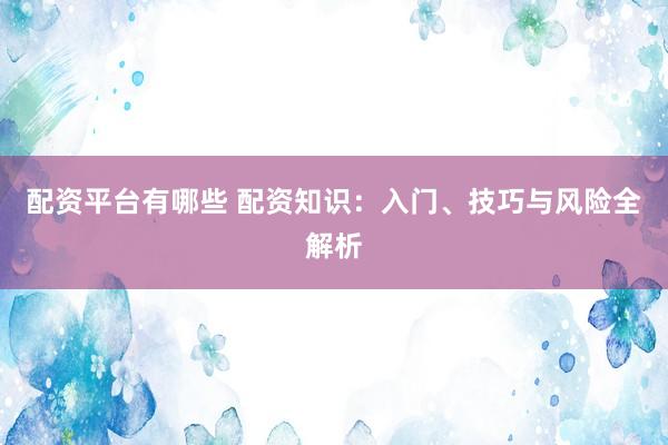 配资平台有哪些 配资知识：入门、技巧与风险全解析