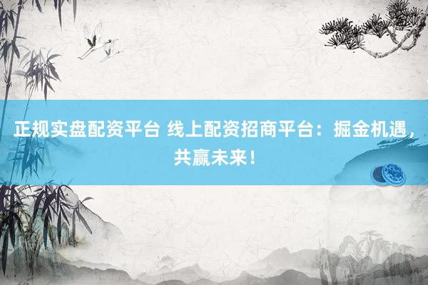 正规实盘配资平台 线上配资招商平台：掘金机遇，共赢未来！