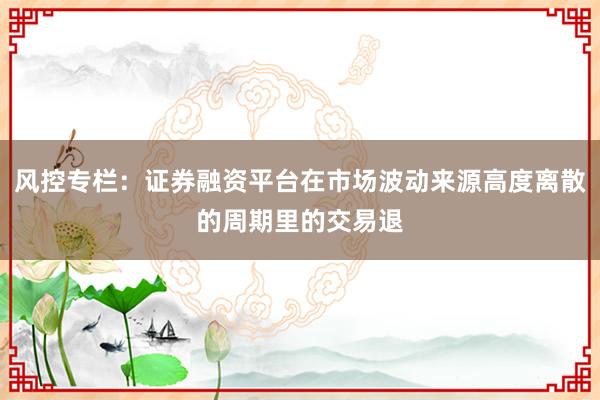 风控专栏：证券融资平台在市场波动来源高度离散的周期里的交易退
