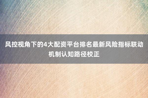 风控视角下的4大配资平台排名最新风险指标联动机制认知路径校正