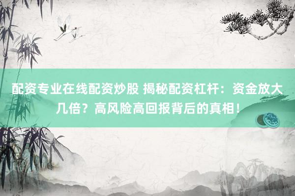 配资专业在线配资炒股 揭秘配资杠杆:资金放大几倍?高风险高回报背后的真相!