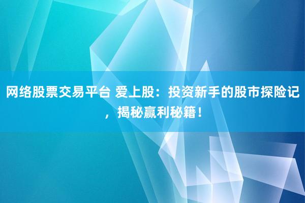 网络股票交易平台 爱上股：投资新手的股市探险记，揭秘赢利秘籍！